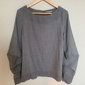 COS Shirred Long Sleeve Blouse Grey